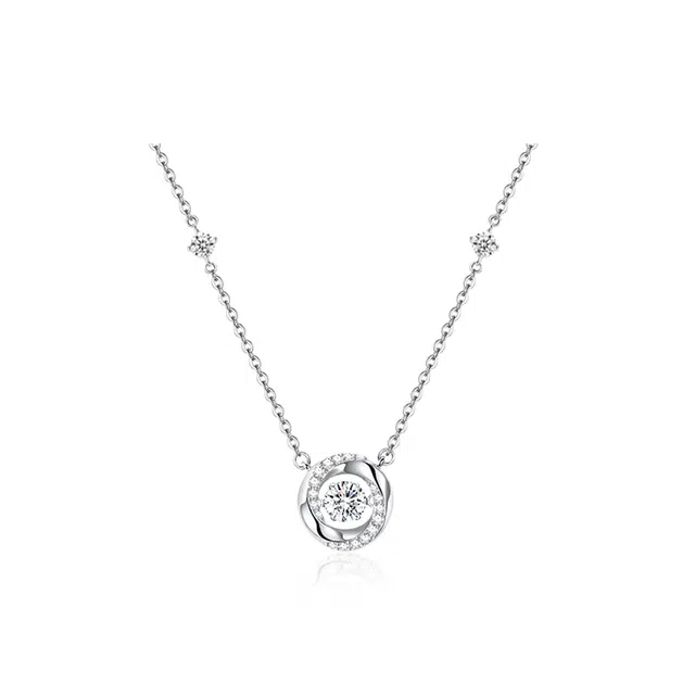 【999足银】 凤祥囍事 老凤祥 莫比乌斯 璀璨之星 灵动爆闪宝石跳动的心女生锁骨链 女朋友闺蜜纪念日周年礼精美礼盒#好运 纯银 项链 女款