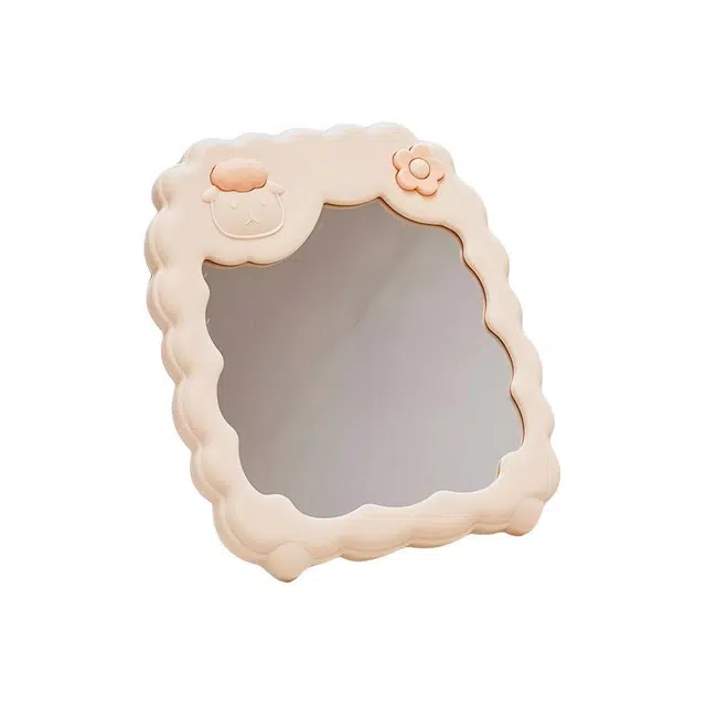 格安诺萌萌羊化妆镜可折叠学生宿舍美妆梳妆补妆桌面台式卡通梳妆镜高清镜面 台式镜悬挂镜立式镜