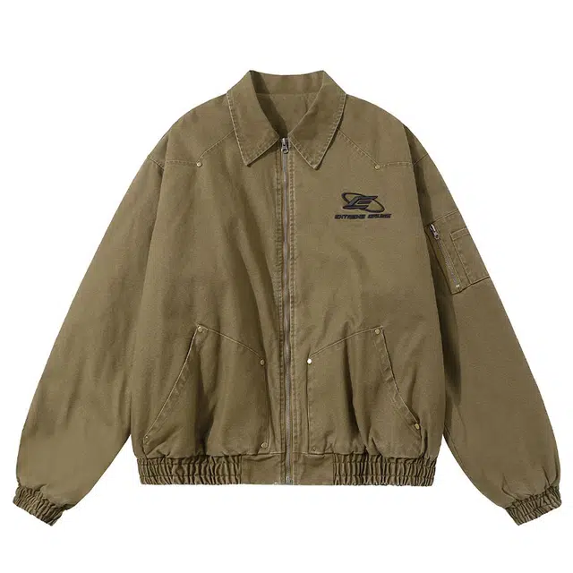 极限涡轮 美式复古高街工装做旧潮流翻领宽松百搭加厚设计感外套棉服 男女同款