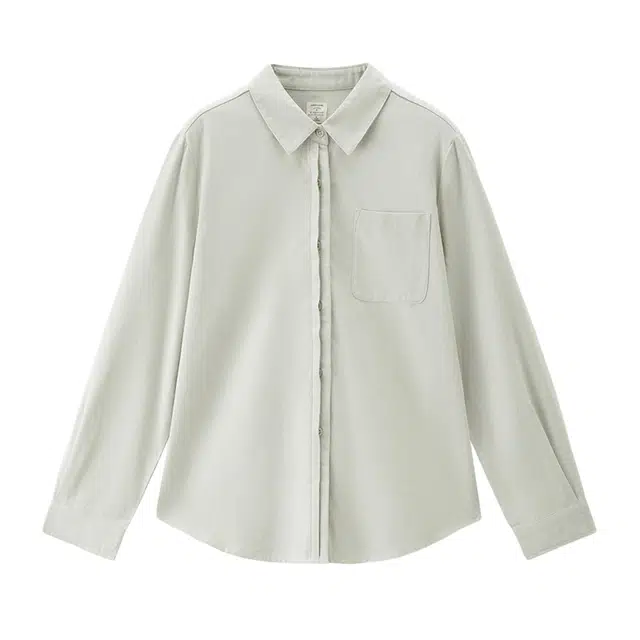 佐丹奴 纯棉法兰绒休闲通勤衬衣双层门筒口袋长袖衬衫 女款