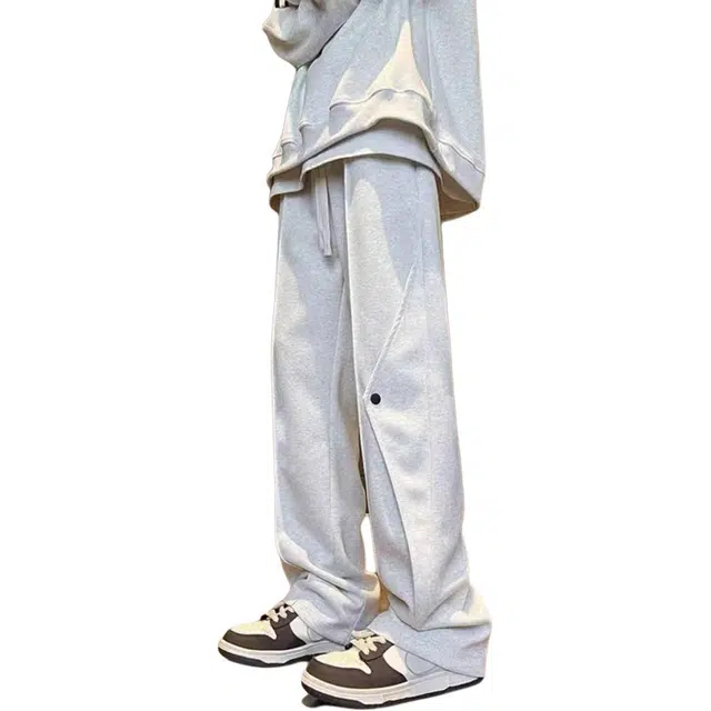 颂希尔 重磅拼接设计简约纯色运动直筒垂感百搭潮流个性休闲裤 男女同款