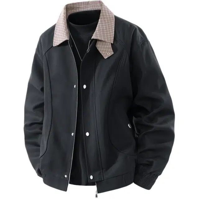 金盾 春季假两件拼接翻领美式复古时尚百搭宽松休闲夹克 男款