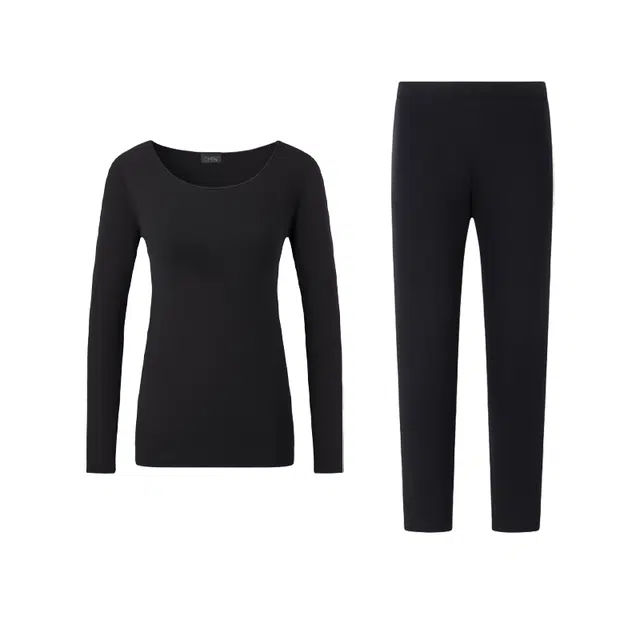 潞优野 简约舒适莫代尔含羊绒蛋白润肤保湿秋冬款打底衣保暖套装 女款