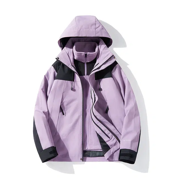 金盾 情侣拼色可脱卸两件套户外防水防风棉服 男女同款