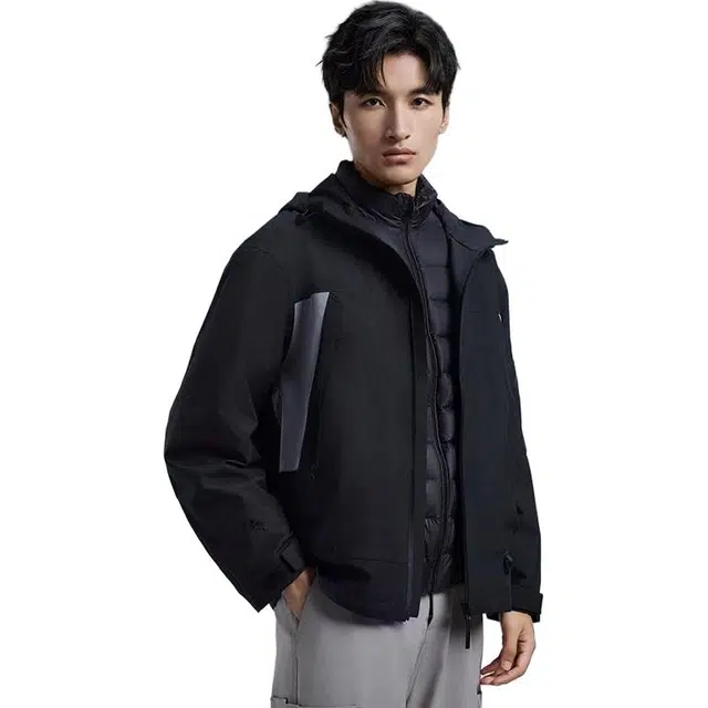 鸭鸭 可拆卸内胆外套短款连帽现代风羽绒服 男女同款