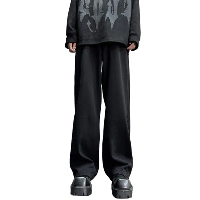 加荣 美式潮流复古直筒牛仔裤男秋季宽松休闲裤子青少年痞帅炸街阔腿裤字母设计感高街微喇裤春秋百搭可系皮带基础款男士长裤 男女同款