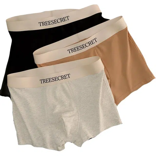 潞优野 高级感纯棉纯色简约抗菌透气运动舒适宽松四角短裤头青少年裆平角内裤 男款