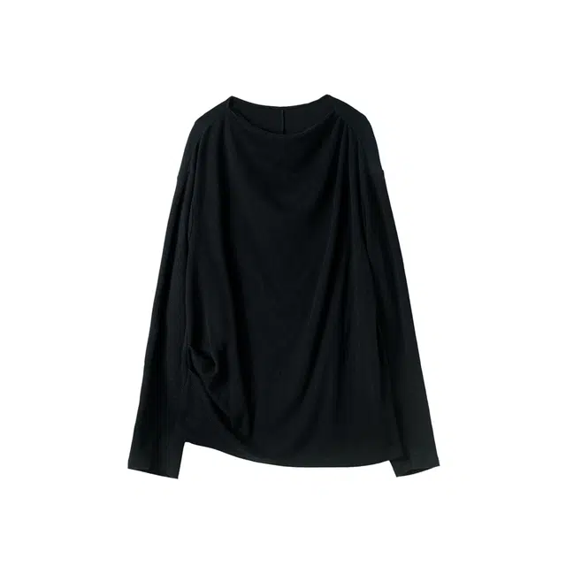 幻象者 原创设计一字领针织衫套头打底长袖 男女同款 黑色