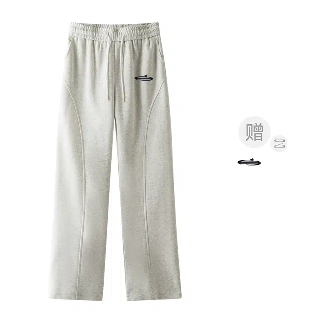 明尼凯 美式复古高街基础个性解构斜切设计弯刀卫裤时尚潮流百搭垂坠感慵懒风显瘦高级感痞帅宽松直筒针织运动裤休闲裤 男女同款