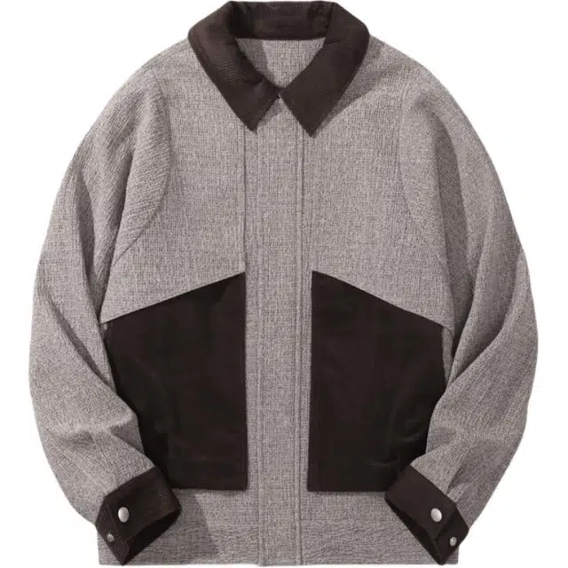 希越 巴恩风高级感拼接结构风潮牌外套男士宽松美式复古秋季夹克 男款