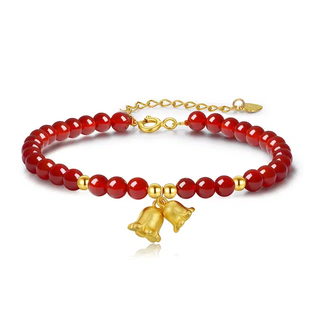 潮宏基 铃兰花 新中式国风 轻奢小众高级设计 精致时尚潮流简约百搭#好运天然 玛瑙 手链 女款