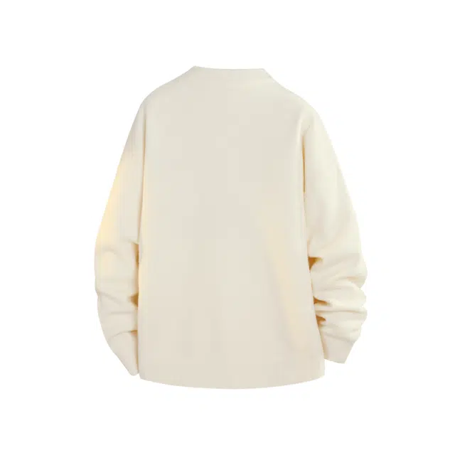 吾皇猫 韩系潮牌纯色慵懒创意字母贴布绣设计舒适软糯亲肤加厚保暖宽松百搭休闲圆领套头打底长袖针织衫毛衣 男女同款