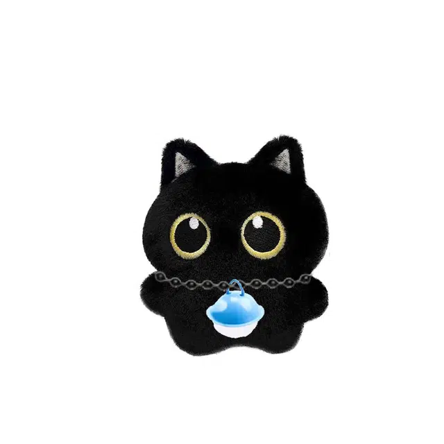 小煤球猫咪蓝铃铛创意公仔  潮流软萌百搭 小书包背包挂饰 #好运  卡莱茵 合金 毛绒 挂件 男女同款情侣款