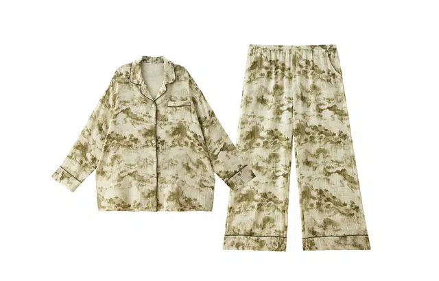 俏薇妮 春秋款纯棉纱布婴儿棉带胸垫一体长袖长裤可外穿睡衣礼盒 女款