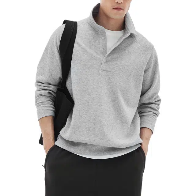 丹宁哲学 轻量舒适珠地纯色插肩袖极简风套头卫衣 男款