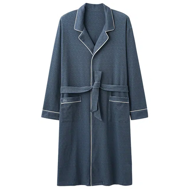 睦隆世家 贴身舒适休闲纯色保暖简约睡袍 男款