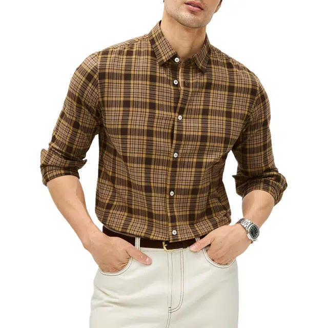 丹宁哲学 长绒棉磨毛面料秋冬季格子长袖轻奢风衬衫 男款