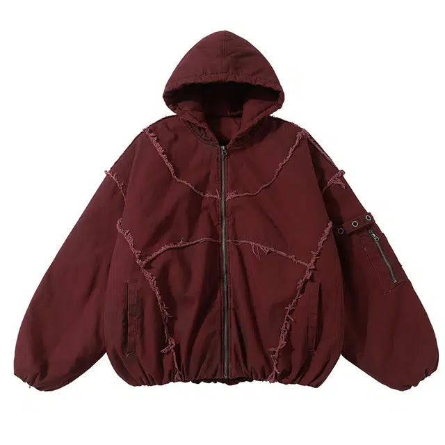 极限涡轮 美式复古高街废土风做旧喷漆拼接宽松百搭潮流设计感外套 男女同款棉服 男女同款