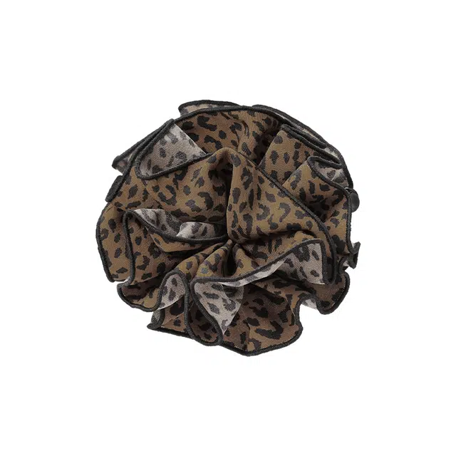 芒果饰品 复古豹纹花朵香蕉夹 布艺 发夹 女款