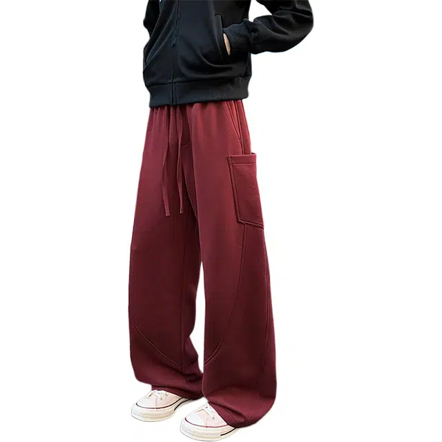 徐百货 美式复古潮牌休闲裤春秋季潮流直筒裤宽松百搭简约少年感阔腿裤子 针织运动裤 男女同款