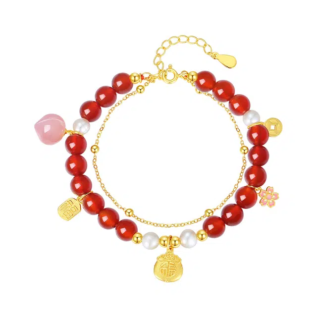 潮宏基 五福皆来 新中式国风 轻奢小众高级设计感 精致优雅有质感 简约百搭#好运 玛瑙 玉石手串 女款