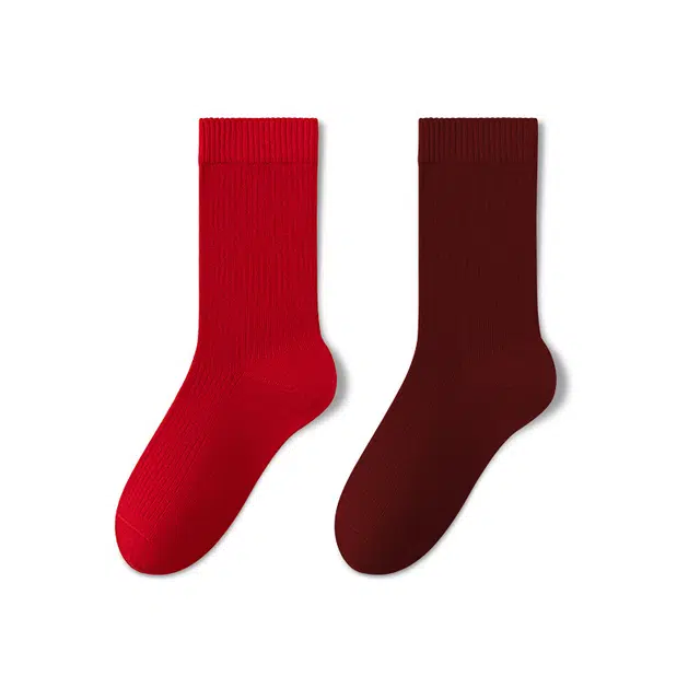 亲相见 纯棉透气小腿袜纯色简约过膝袜 女款