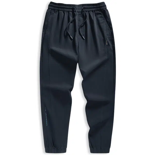 与狼共舞 重磅纯棉轻商务日常通勤百搭长裤弹力舒适亲肤松紧腰束脚修身休闲裤 男款