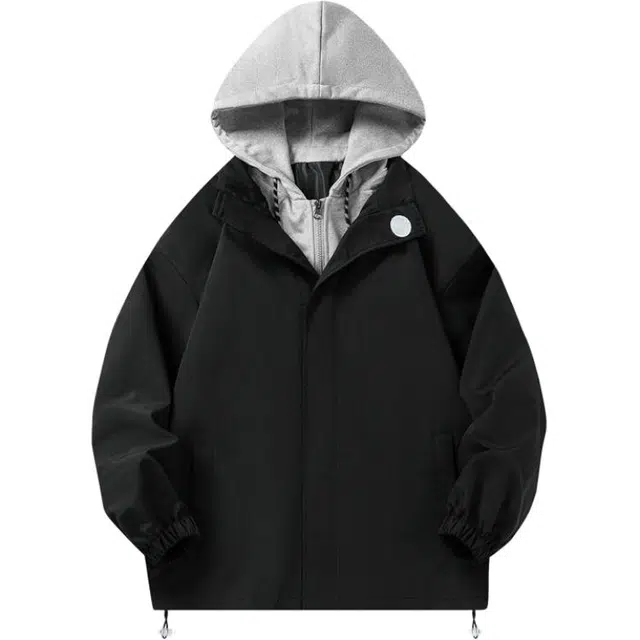 金盾 春秋季韩版假两件连帽透气百搭潮流夹克外套 男款