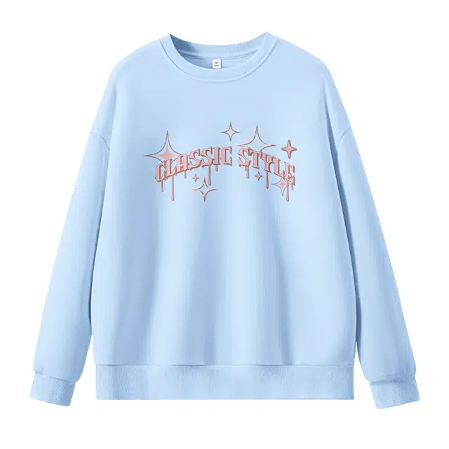 棉致 字母星星简约柔软百搭通勤舒适弹力学院风多巴胺宽松落肩圆领长袖卫衣 女款