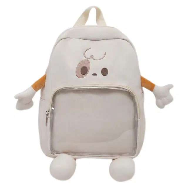 單倉 可爱卡通学院风通勤百搭背包初高中学生轻便耐磨书包 尼龙 痛包 常规 女款 白色/粉色/黄色/卡其色/黑色