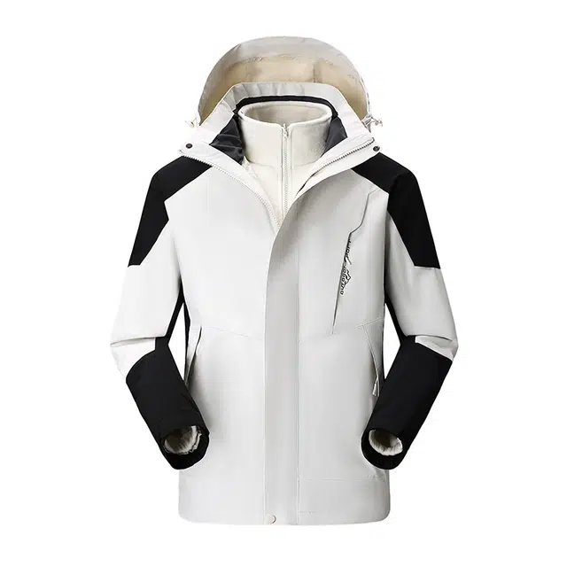 金盾 可脱卸帽防水防风透气登山服三合一外套棉服 男女同款