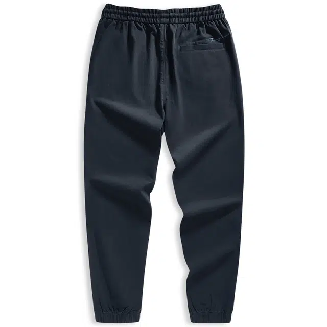 与狼共舞 重磅纯棉轻商务日常通勤百搭长裤弹力舒适亲肤松紧腰束脚修身休闲裤 男款