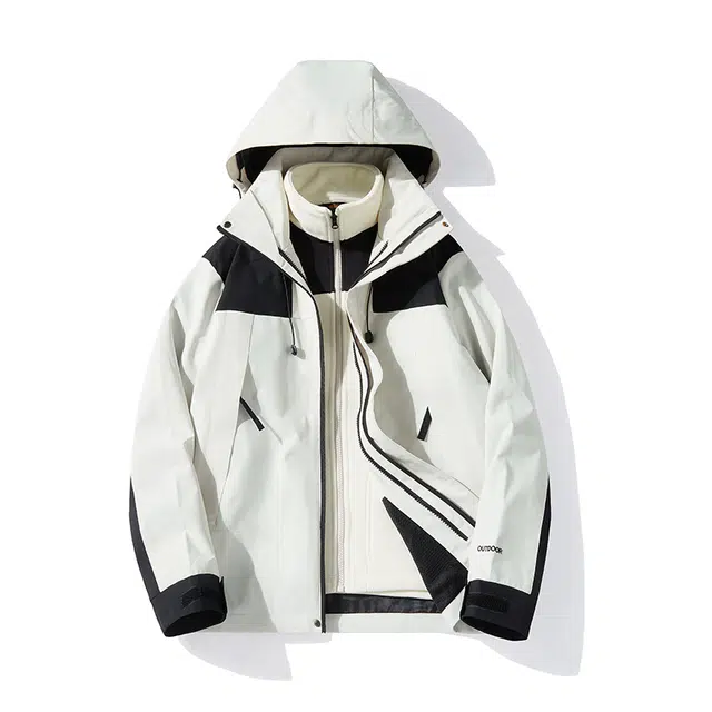 金盾 情侣拼色可脱卸两件套户外防水防风棉服 男女同款