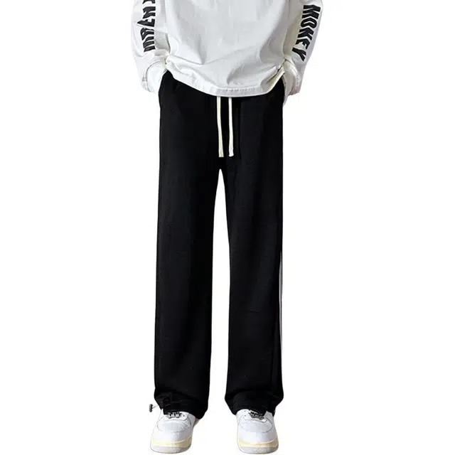 佐菲利 美式褶皱重磅卫裤宽松直筒阔腿运动裤子潮牌休闲裤 男女同款