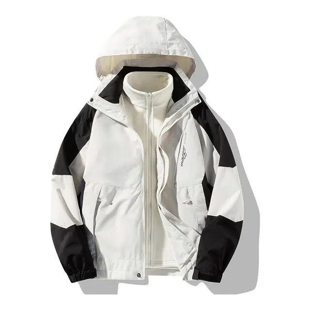 金盾 情侣三合一冲锋衣保暖秋冬户外抓绒色夹克外套 男女同款