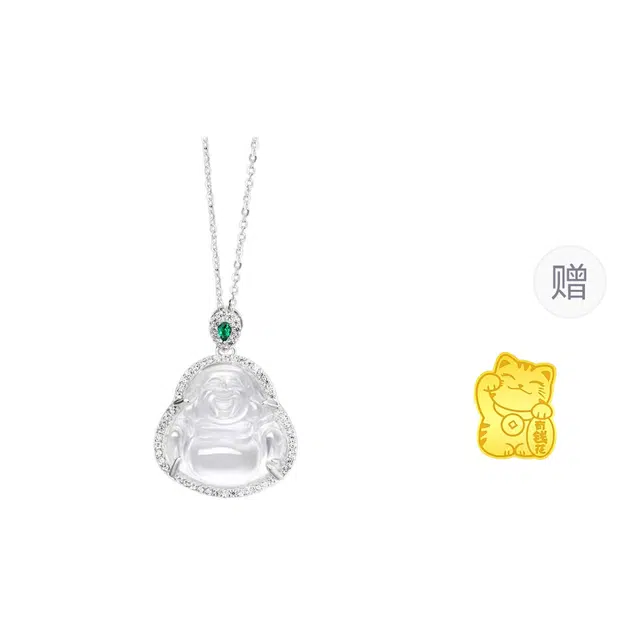 周百福 笑脸佛公新中式国潮平安优雅气质高级感 玉髓 项链 女款