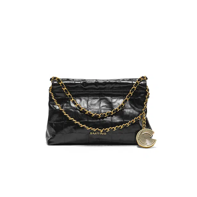 西木汀 可可月光 小众设计高级感通勤百搭时尚链条包 牛皮 手提包 常规 女款 深邃黑/橄榄绿/美拉德棕