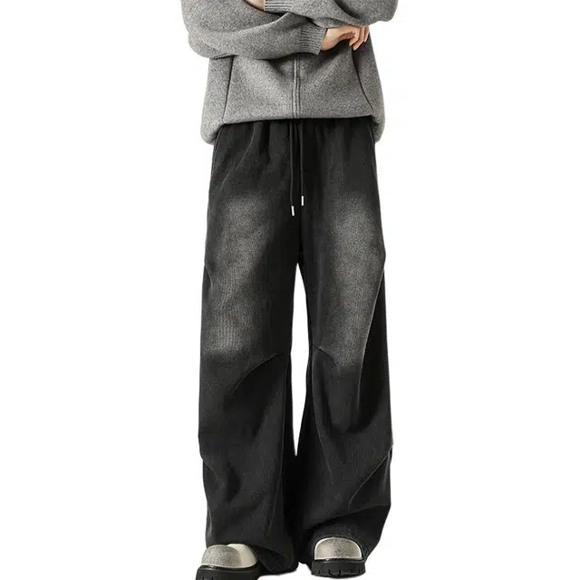 佐菲利 美式水洗做旧卫裤潮牌解构拼接阔腿裤小众高街百搭休闲裤 男女同款