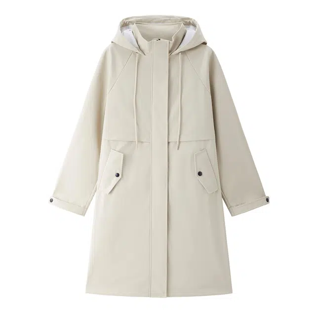 佐丹奴 防风户外中长款连帽通勤长袖夹克外套 女款