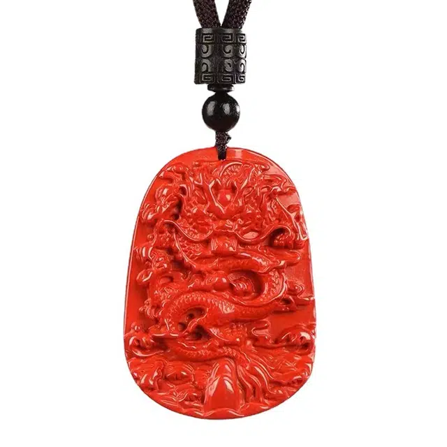 茂琼 简约 时尚 龙牌小众百搭高级感吊坠#好运 朱砂 项链 男女同款情侣款