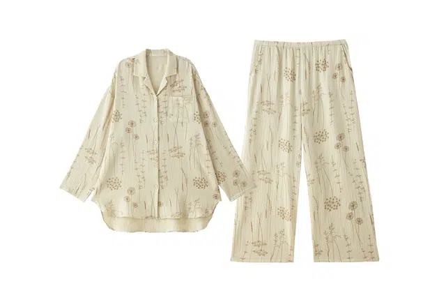 俏薇妮 春秋纯棉纱布婴儿棉带胸垫一体长袖蒲公英可外穿睡衣礼盒 女款