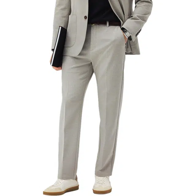 丹宁哲学 抗皱易打理花纱磨毛面料纯色通勤风中腰休闲裤 男款