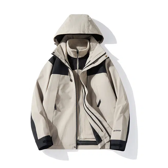 金盾 情侣拼色可脱卸两件套户外防水防风棉服 男女同款