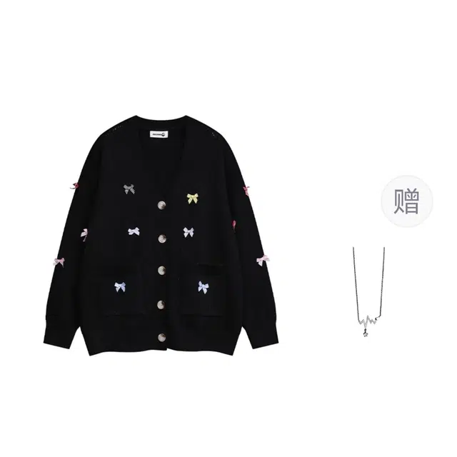 识恩 美式复古蝴蝶结开衫外套女宽松百搭软糯卫衣 女款