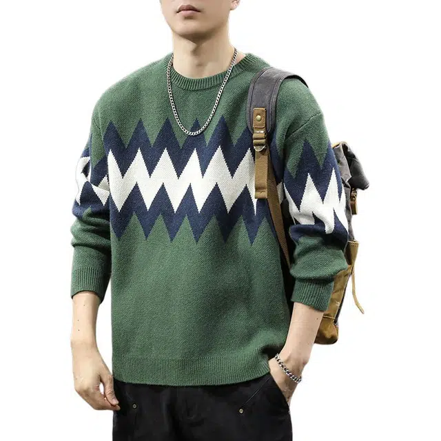 前进牛 美式休闲复古潮牌经典运动针织衫 男款