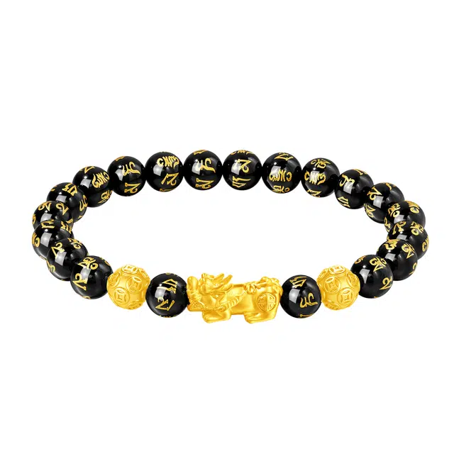 老凤祥 吉祥真言貔貅银版 新中式国潮六字真言转运招财纳福吞金兽 小众设计轻奢高级感日常通勤百搭精美礼盒#好运 玛瑙 手串 男款