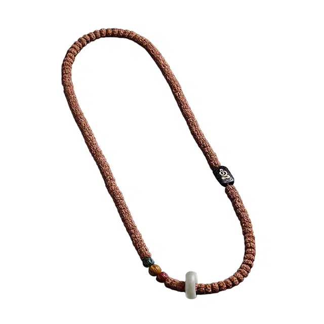 宣华意 【精品级】新中式复古典雅时尚高端老树王五瓣爆肉原籽藏式薄切双龙纹佛珠念珠手持文玩跑环项链  金刚菩提 手串 男女同款情侣款