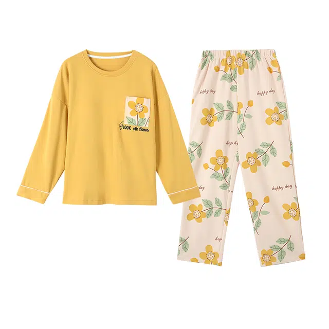 莫代尔 宽松显瘦舒适翻领开衫休闲简约带胸垫防凸点家居服可外穿女士睡衣套装 女款