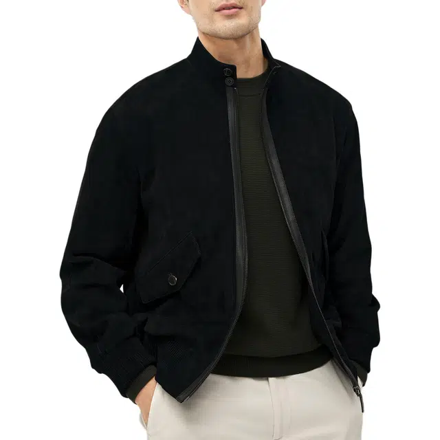 丹宁哲学 灯芯绒纹理新西兰绵羊皮哈灵顿皮衣 男款