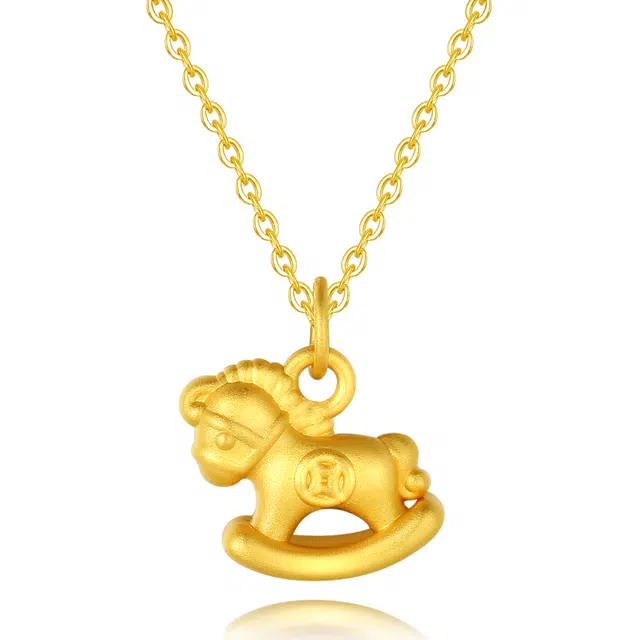 老凤祥 阳光小金马 新中式可爱简约哑光百搭显白 本命年生肖马小众时尚轻奢高级锁骨链#好运 足银 项链 女款